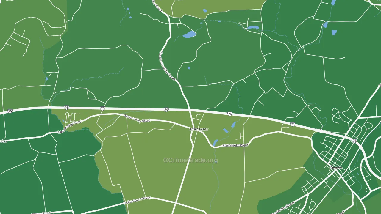 Schoeneck, PA Map of Robbery Rates