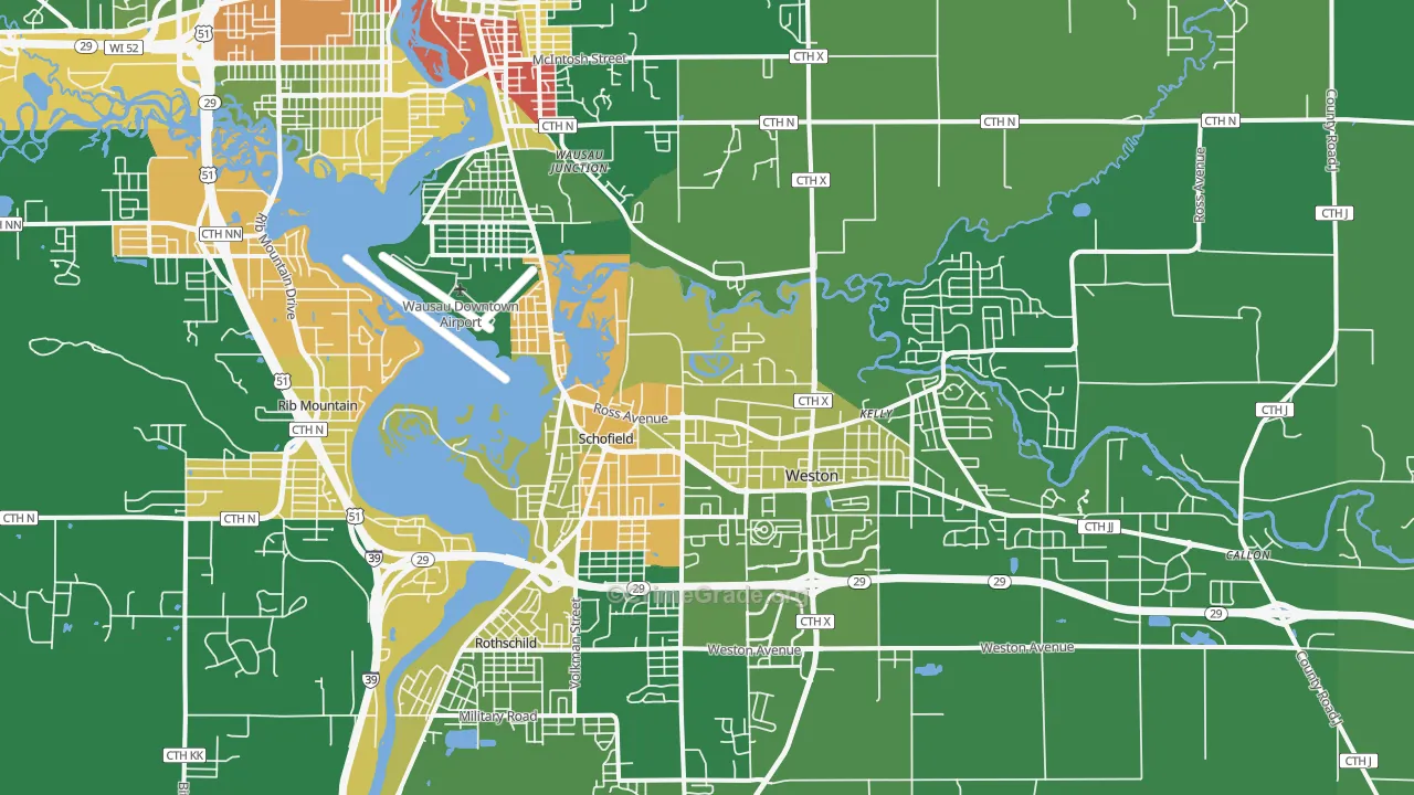 Schofield, WI Map of Robbery Rates