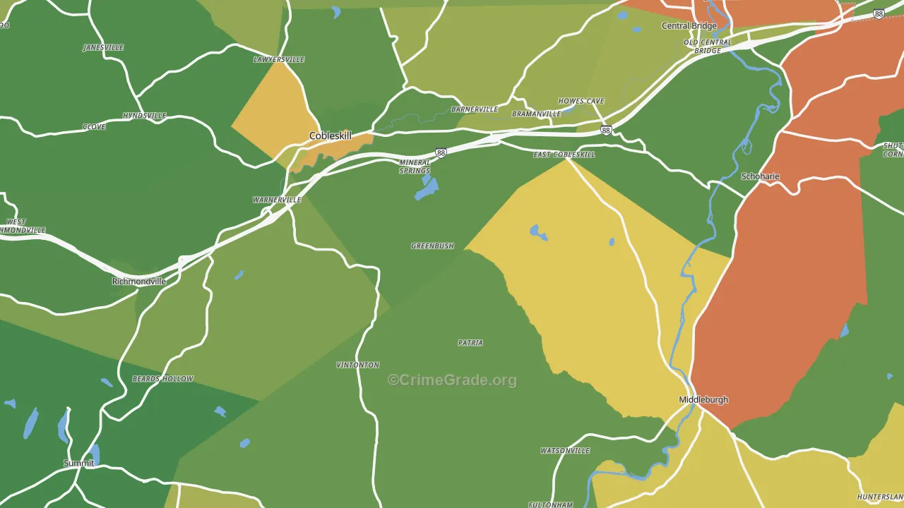 Schoharie County, NY Map of Robbery Rates
