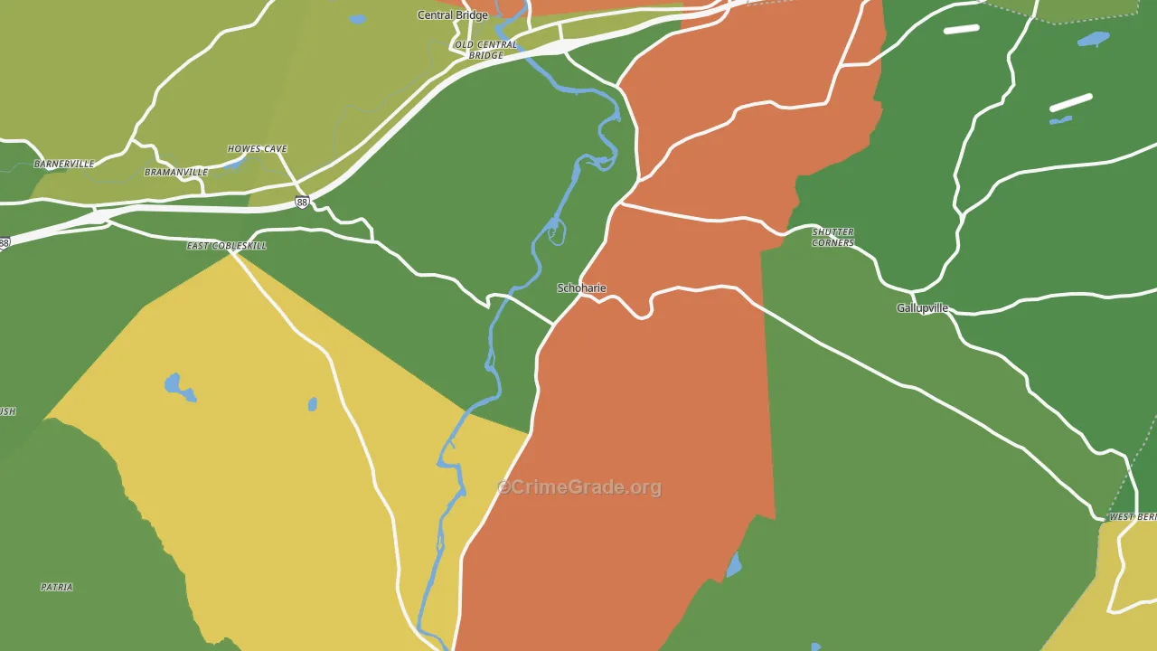 Schoharie, NY Map of Robbery Rates