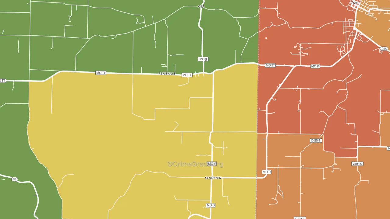 Scholten, MO Map of Robbery Rates