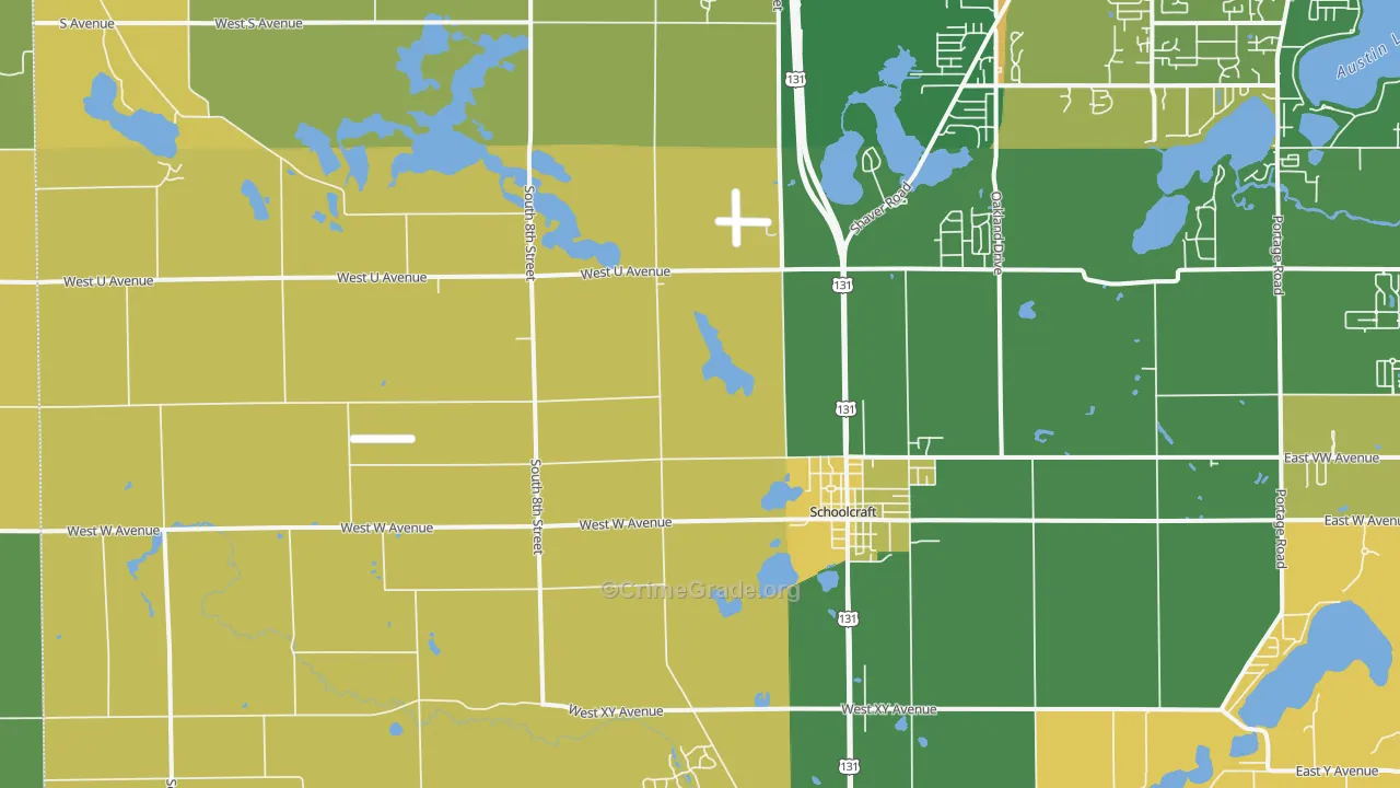 Schoolcraft, MI Map of Robbery Rates