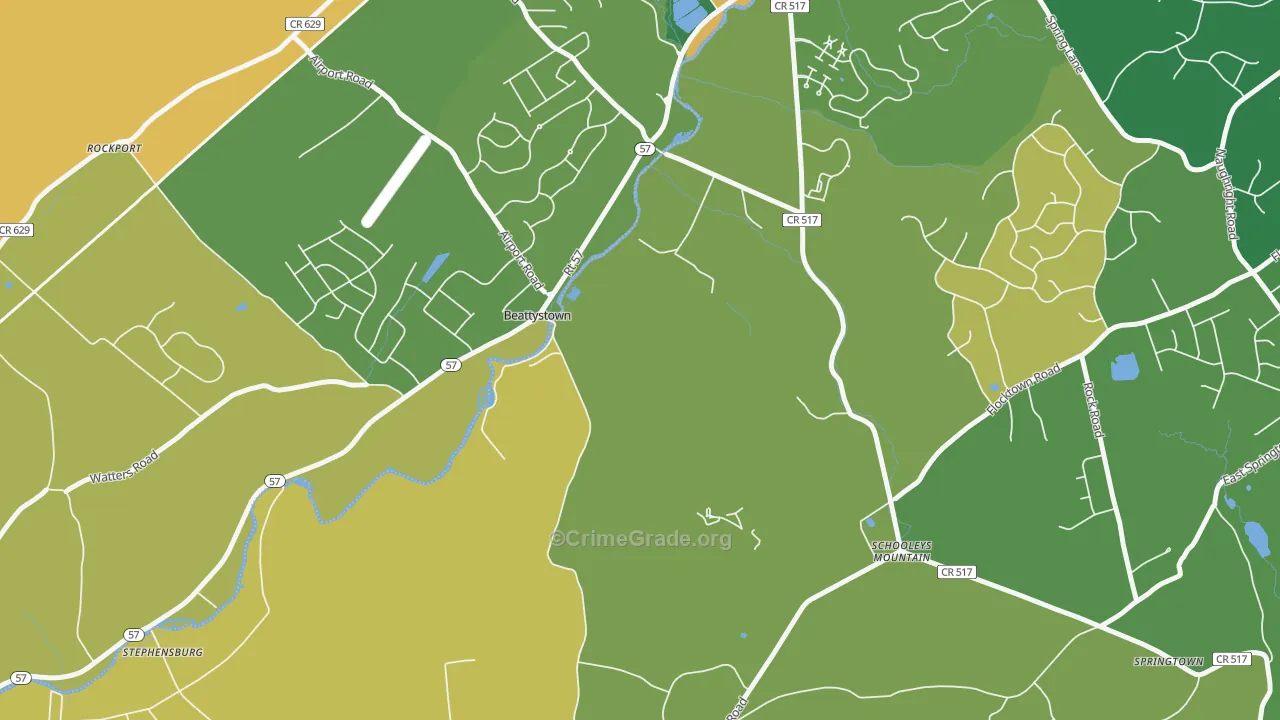 Schooleys Mountain, NJ Map of Robbery Rates