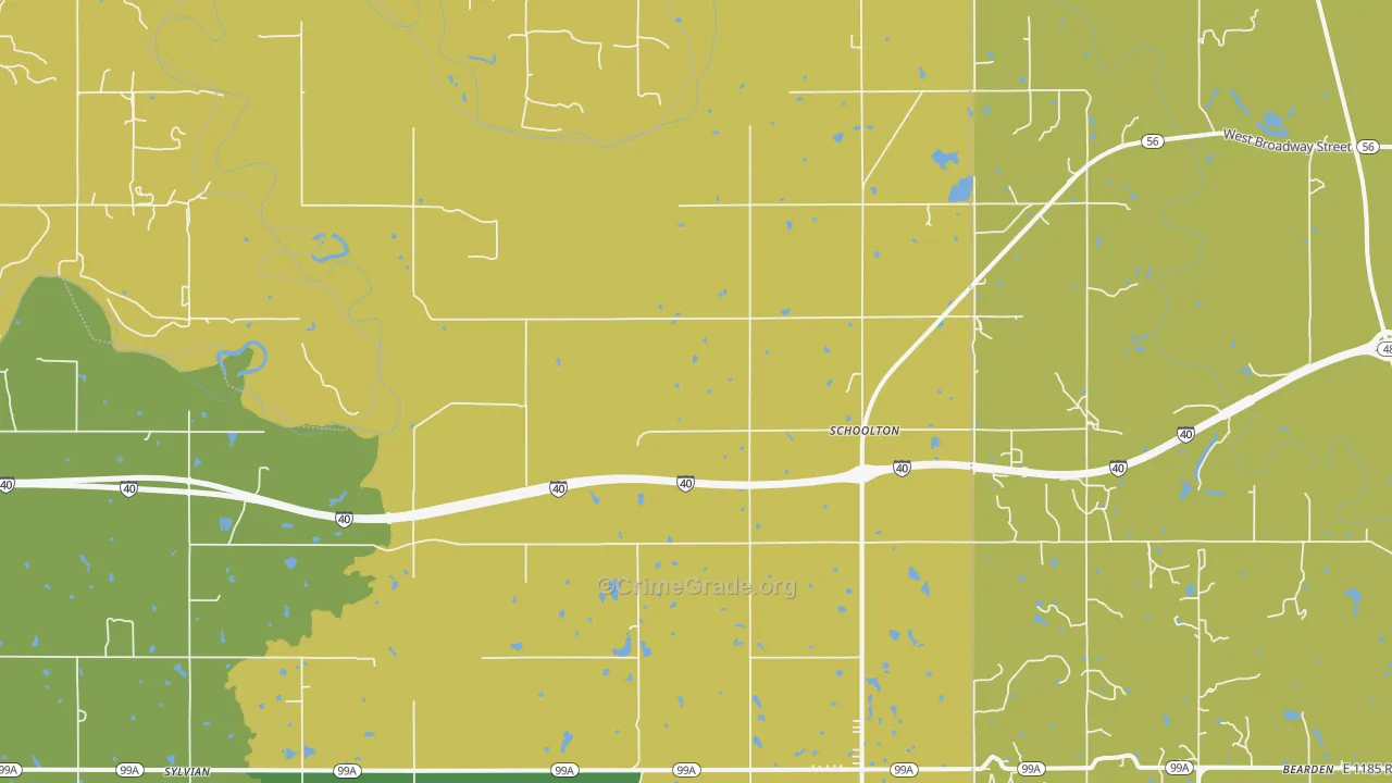 Schoolton, OK Map of Robbery Rates