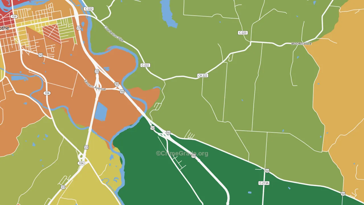 Schrader, OH Map of Robbery Rates