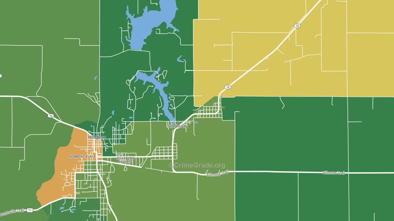 Schram City, IL Map of Robbery Rates
