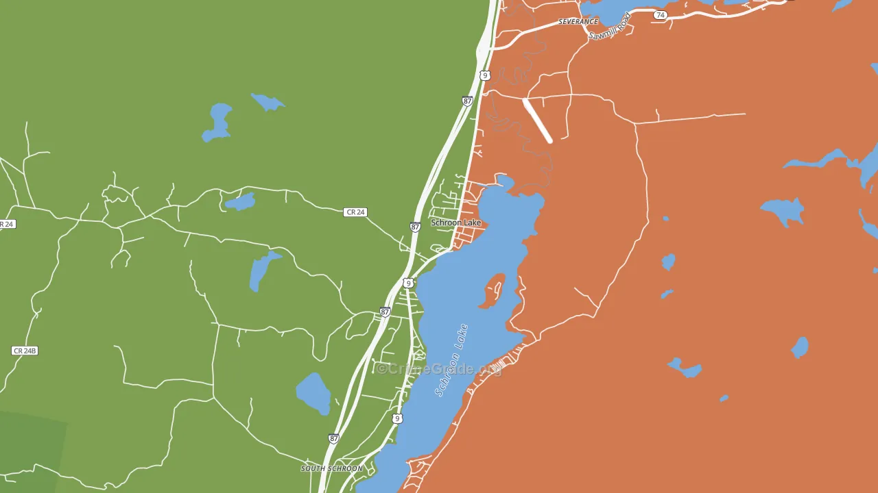 Schroon Lake, NY Map of Robbery Rates