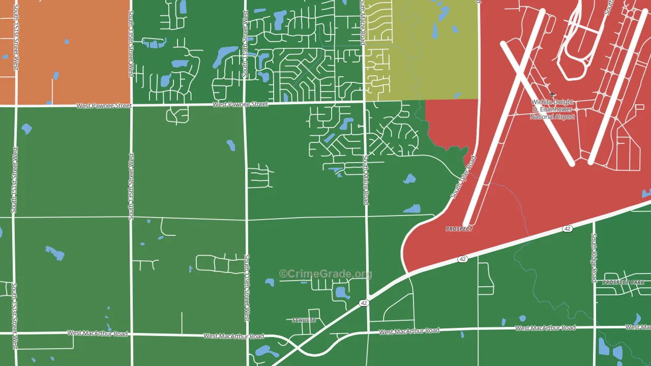 Schulte, KS Map of Robbery Rates