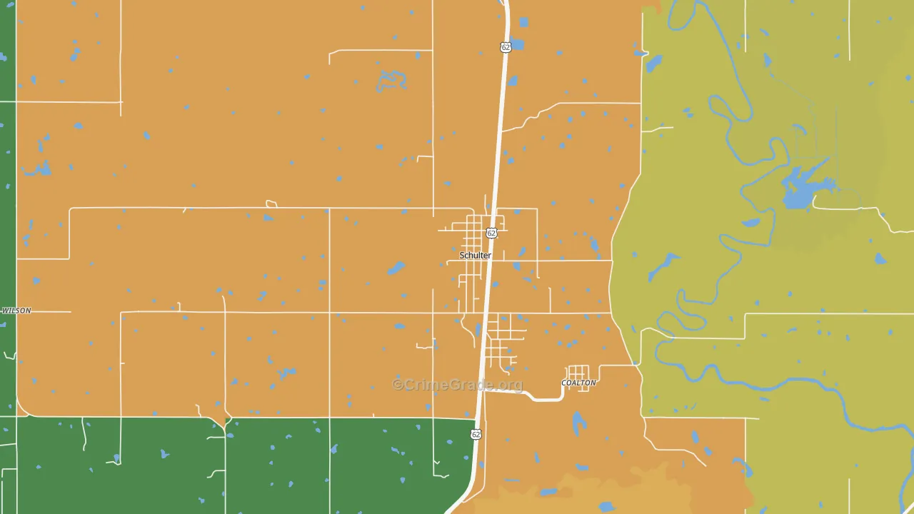 Schulter, OK Map of Robbery Rates