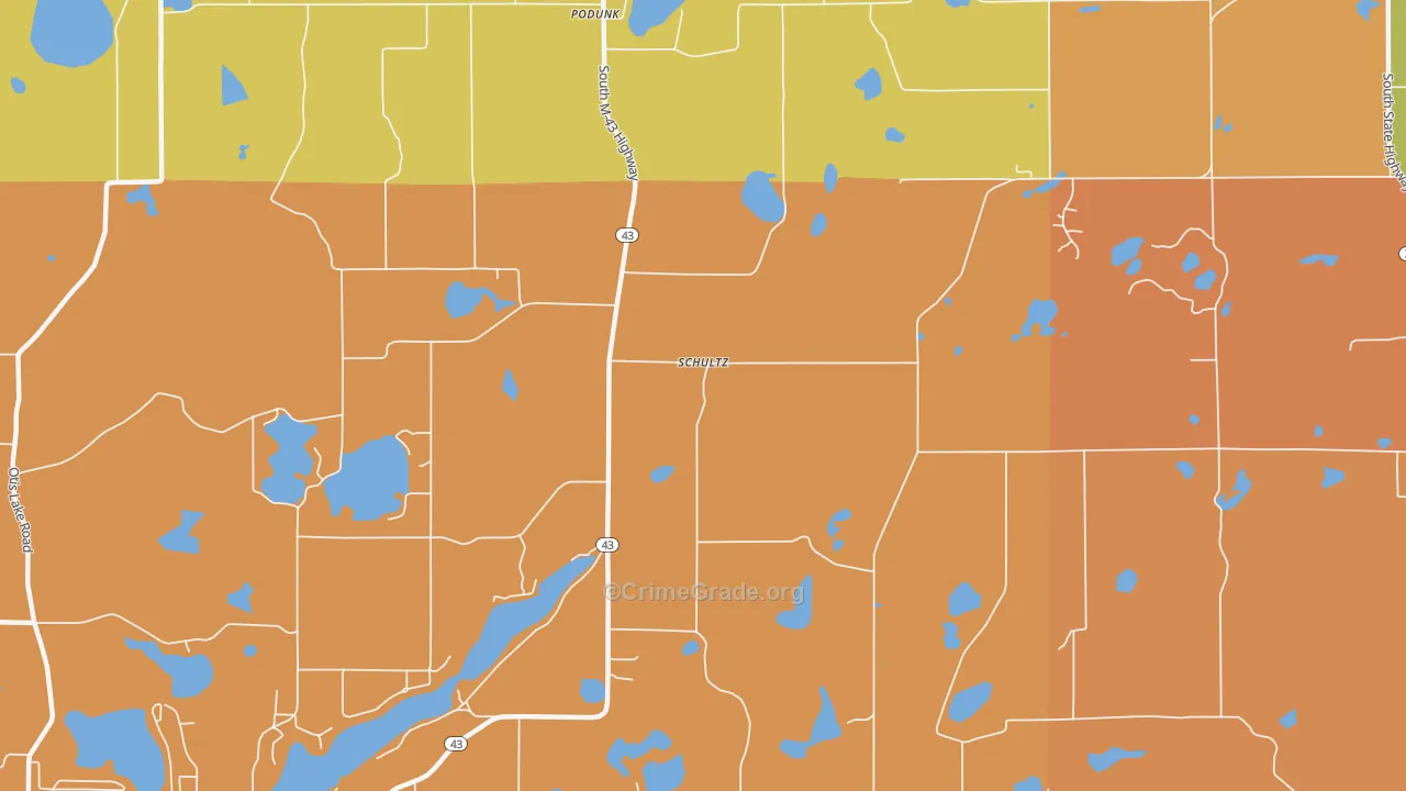 Schultz, MI Map of Robbery Rates