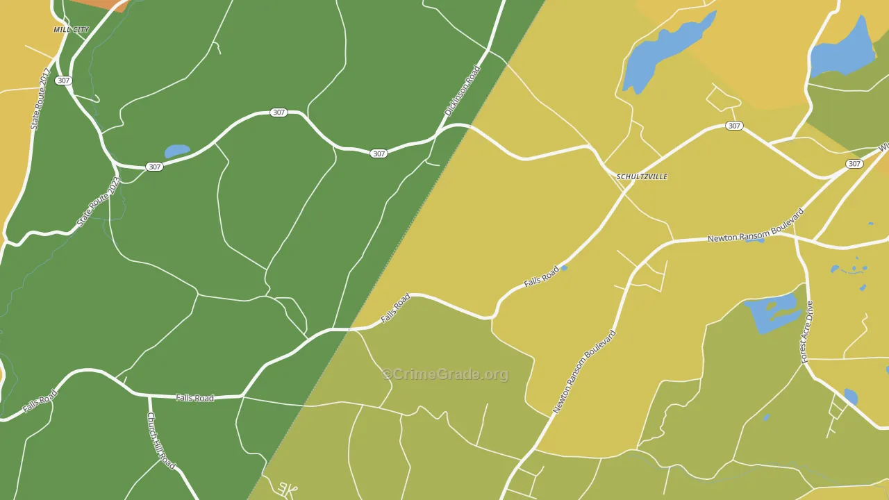 Schultzville, PA Map of Robbery Rates