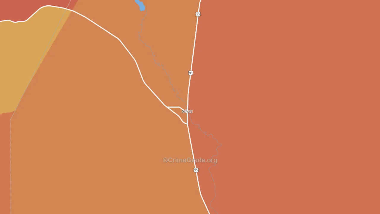 Schurz, NV Map of Robbery Rates