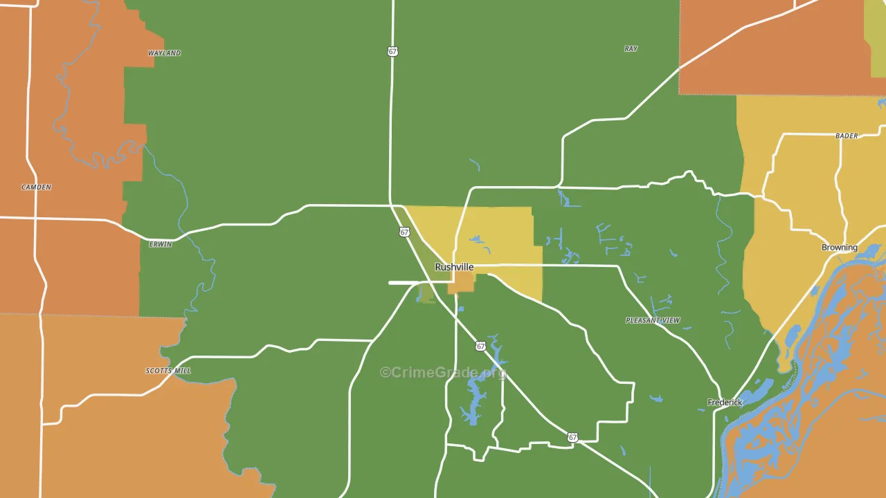 Schuyler County, IL Map of Robbery Rates