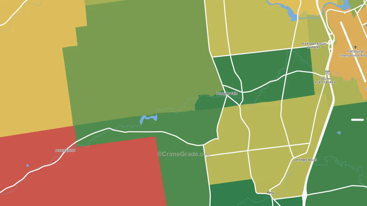 Schuyler Falls, NY Map of Robbery Rates