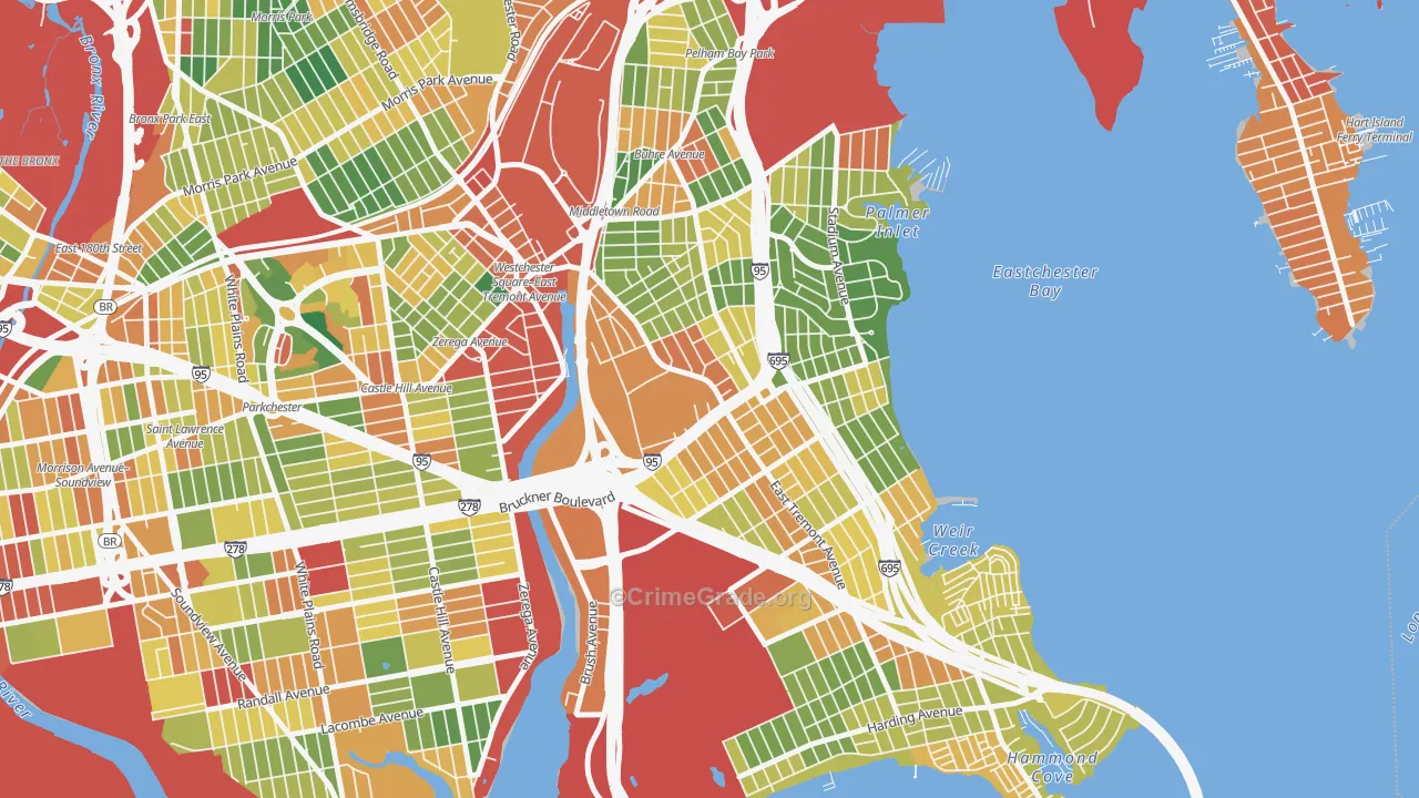 Schuylerville, Bronx, NY Map of Robbery Rates