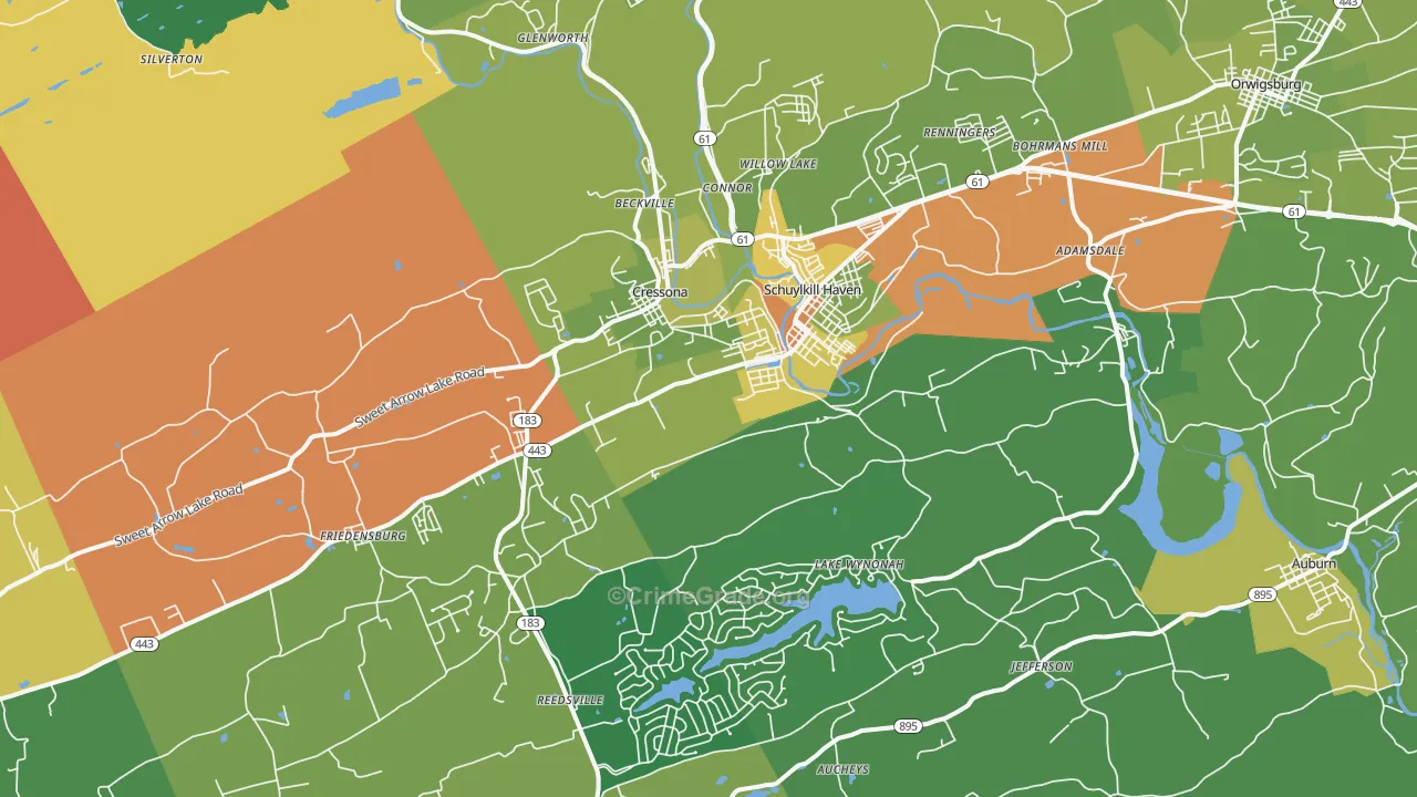 Schuylkill Haven, PA Map of Robbery Rates