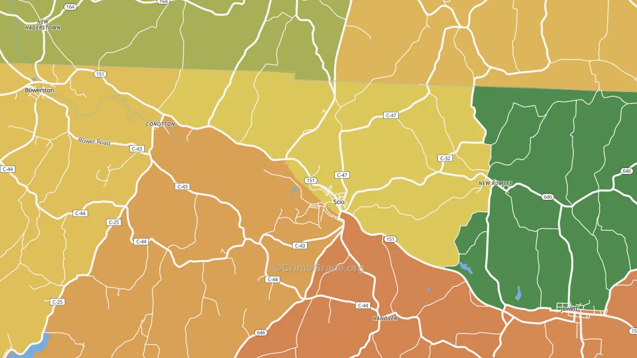 Scio, OH Map of Robbery Rates