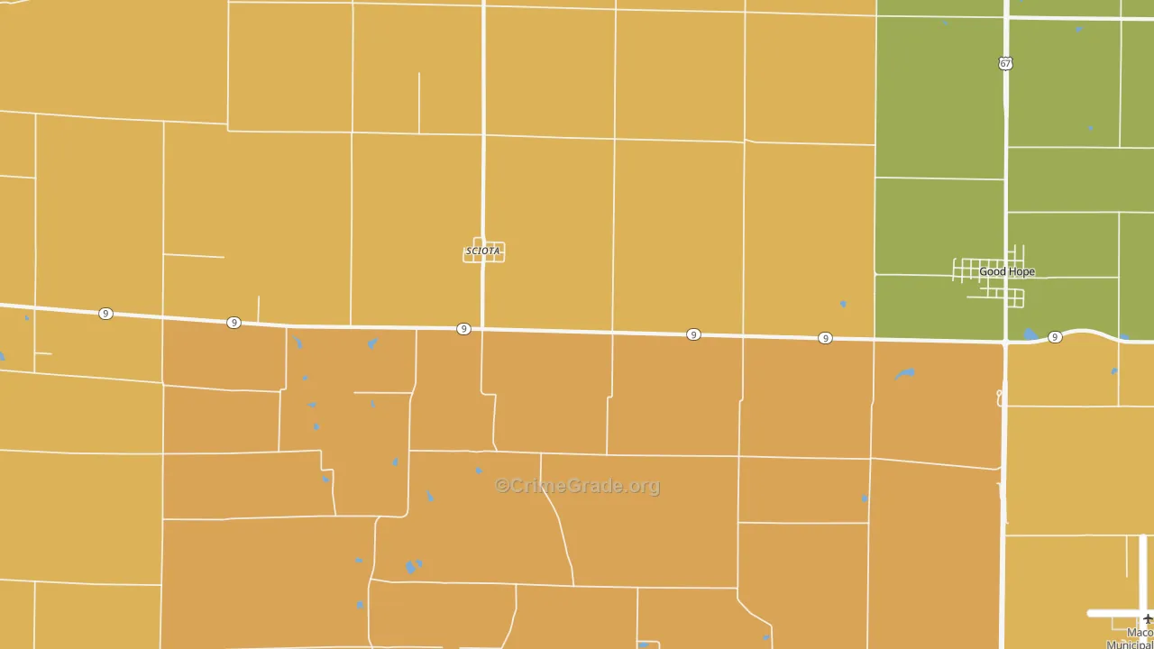 Sciota, IL Map of Robbery Rates