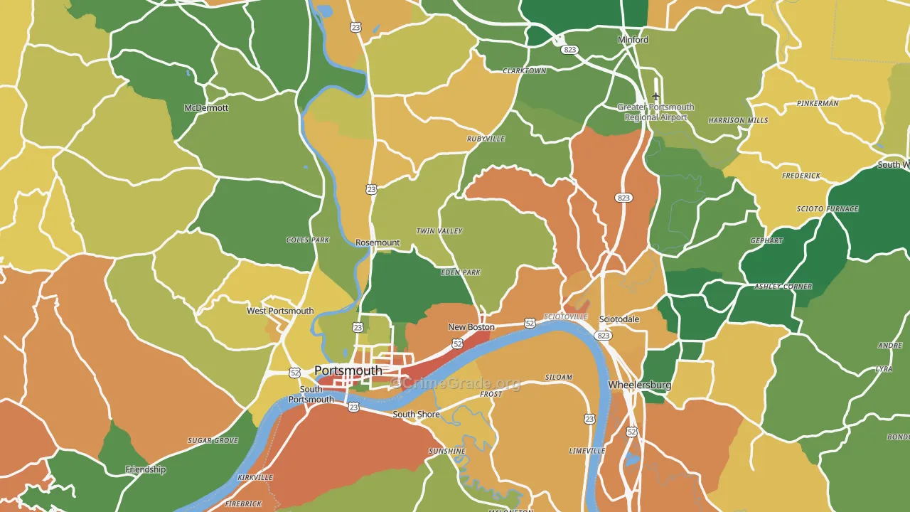 Scioto County, OH Map of Robbery Rates