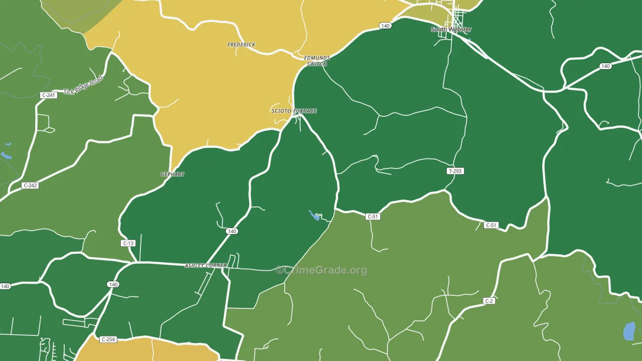 Scioto Furnace, OH Map of Robbery Rates