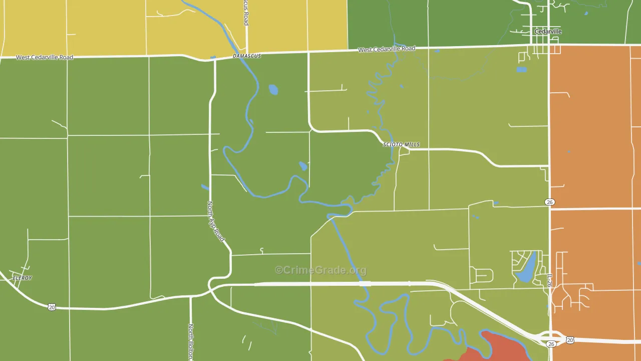 Scioto Mills, IL Map of Robbery Rates