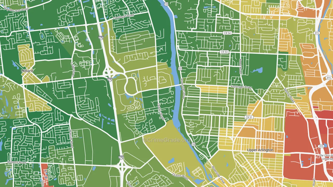 Scioto Trace, Columbus, OH Map of Robbery Rates