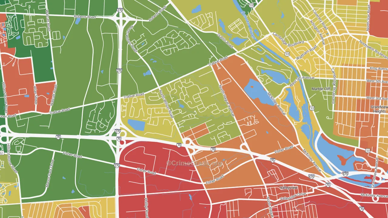 Scioto Woods, Columbus, OH Map of Robbery Rates