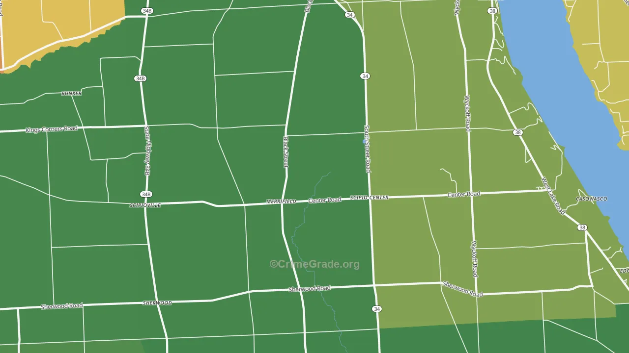 Scipio Center, NY Map of Robbery Rates