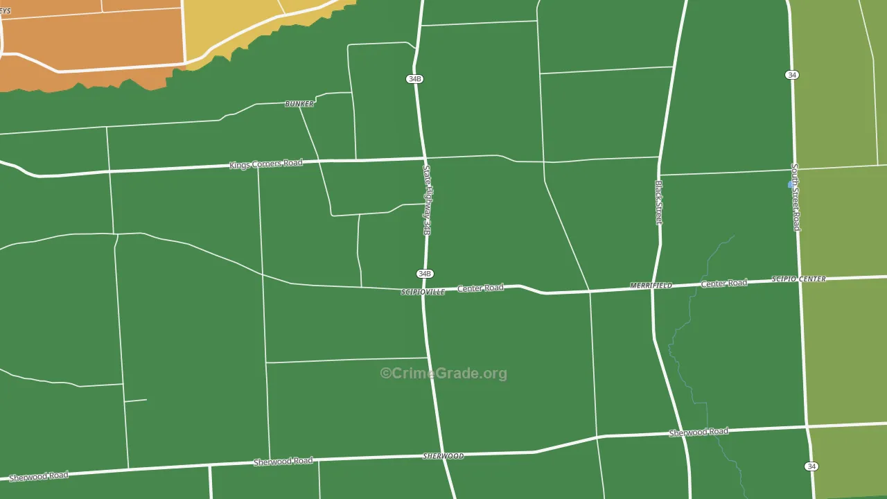 Scipioville, NY Map of Robbery Rates