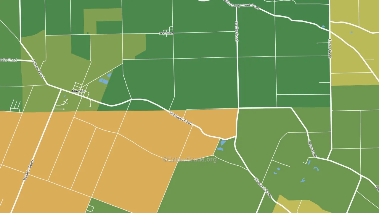 Scofield, MI Map of Robbery Rates