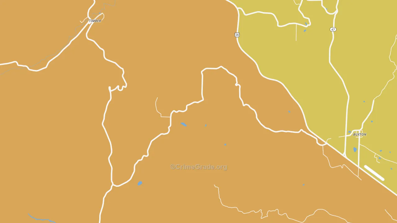 Scofield, OR Map of Robbery Rates