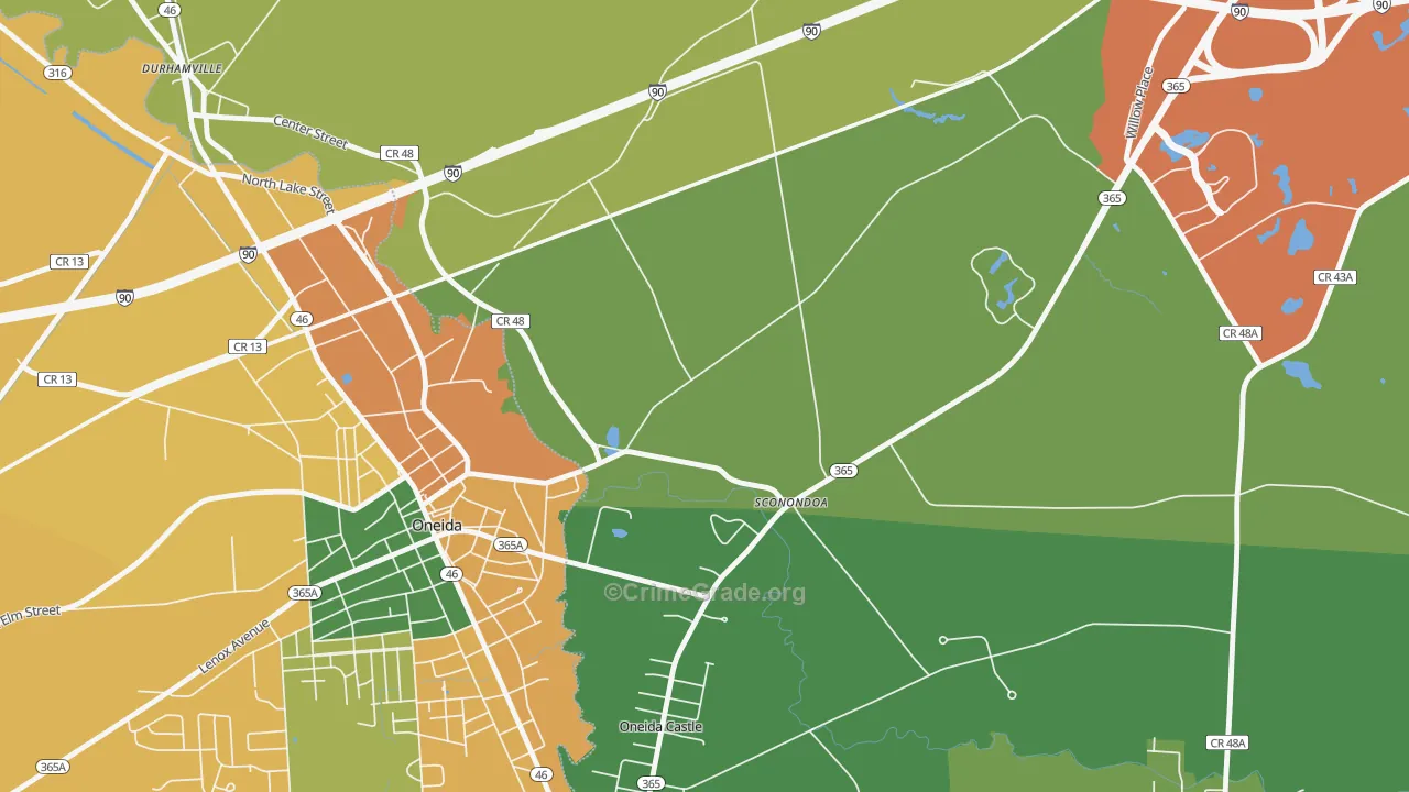 Sconondoa, NY Map of Robbery Rates