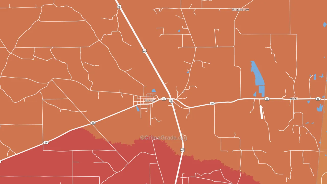 Scooba, MS Map of Robbery Rates