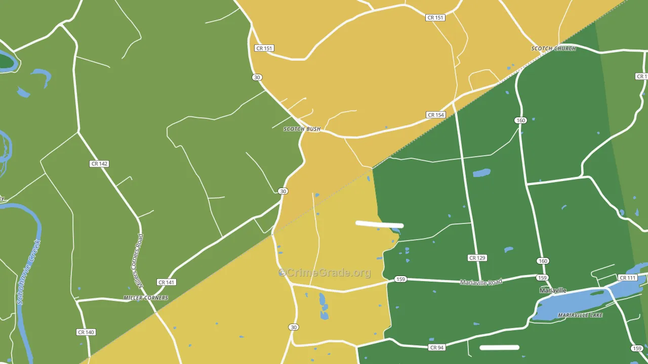 Scotch Bush, NY Map of Robbery Rates