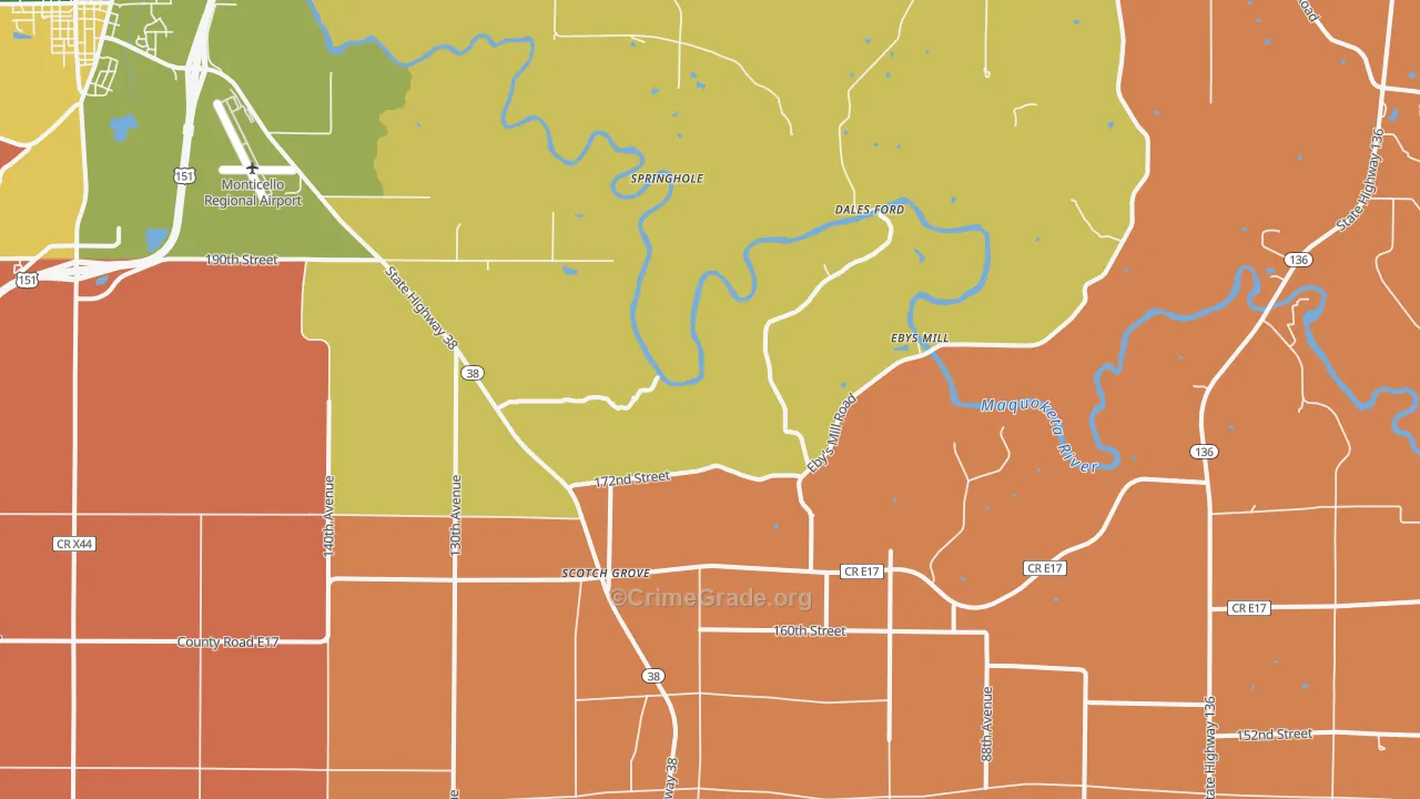 Scotch Grove, IA Map of Robbery Rates