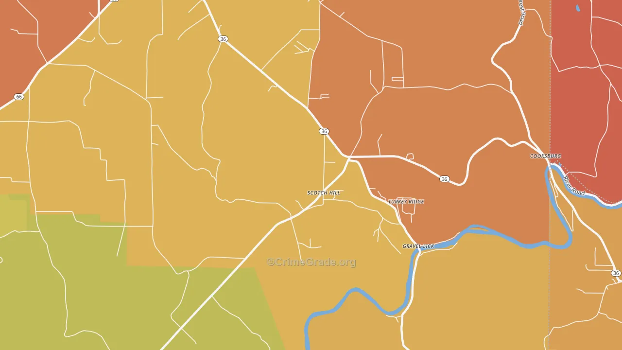Scotch Hill, PA Map of Robbery Rates