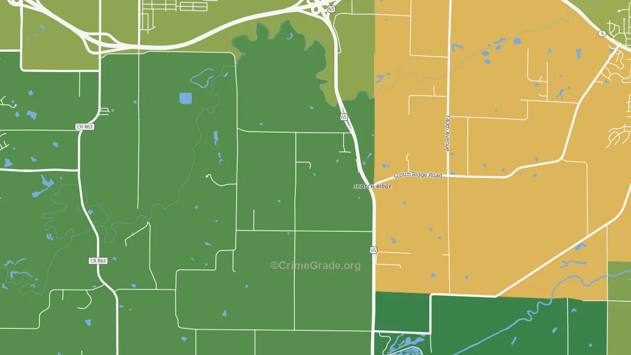 Scotch Ridge, IA Map of Robbery Rates