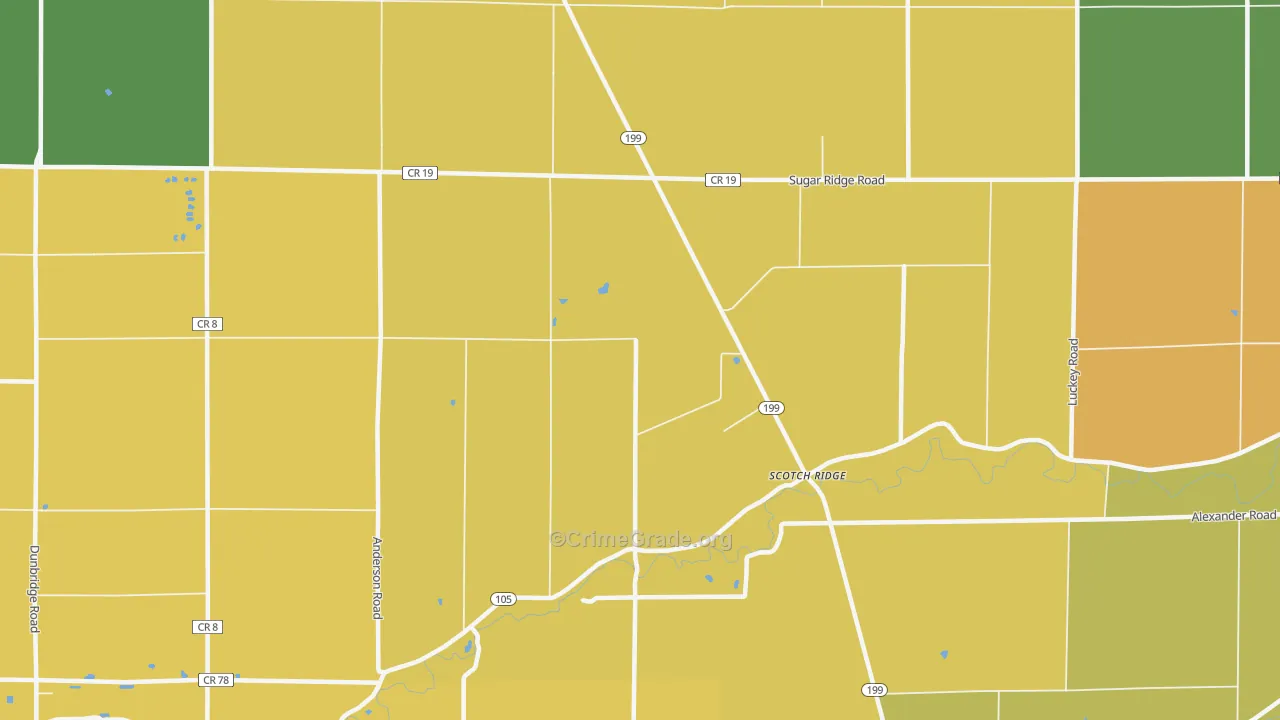 Scotch Ridge, OH Map of Robbery Rates