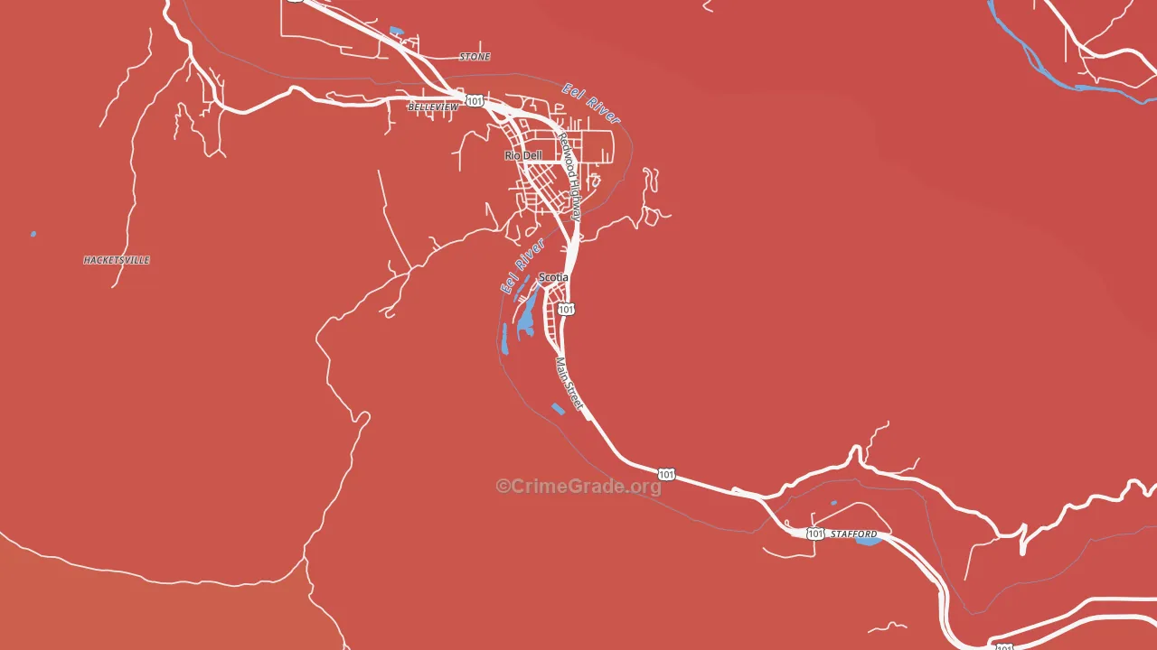 Scotia, CA Map of Robbery Rates