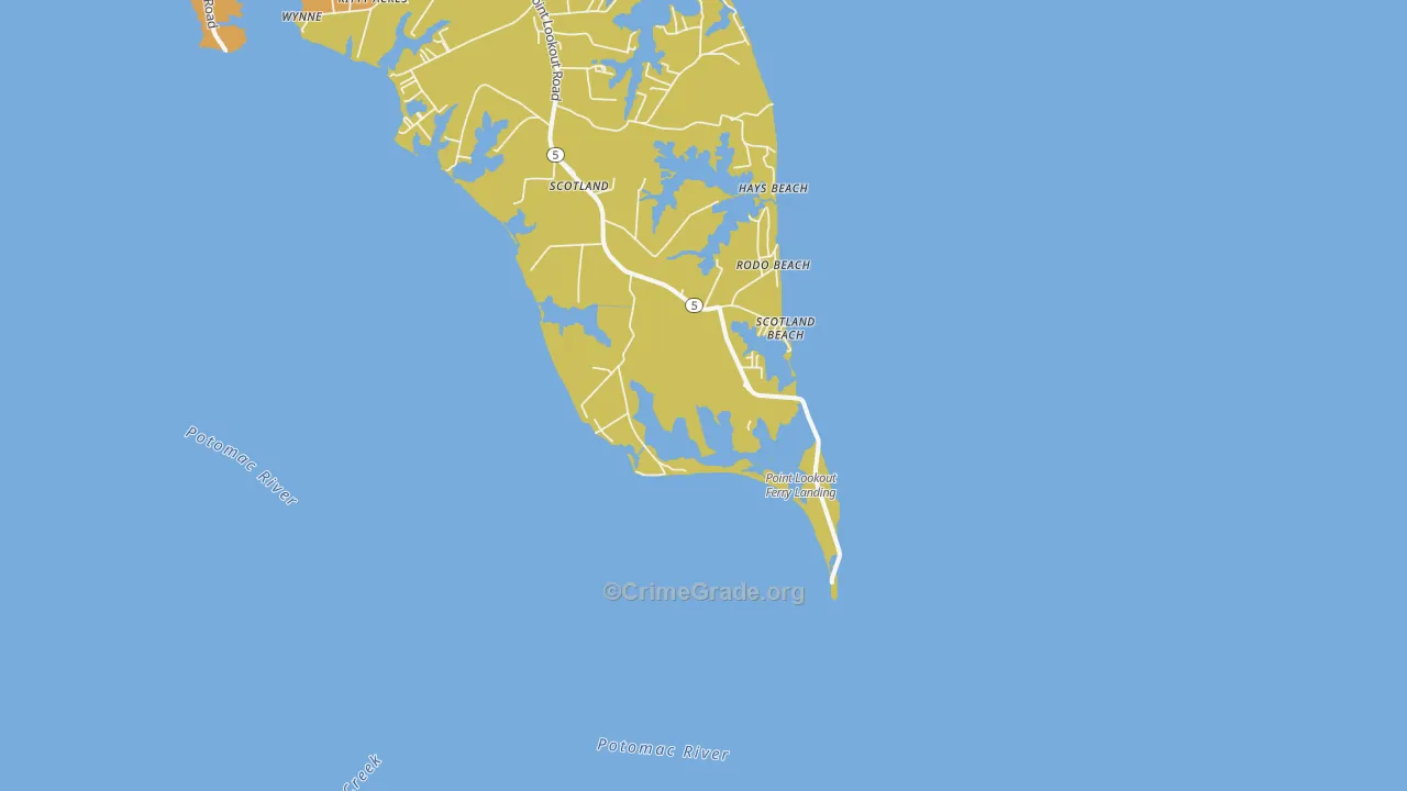 Scotland Beach, MD Map of Robbery Rates
