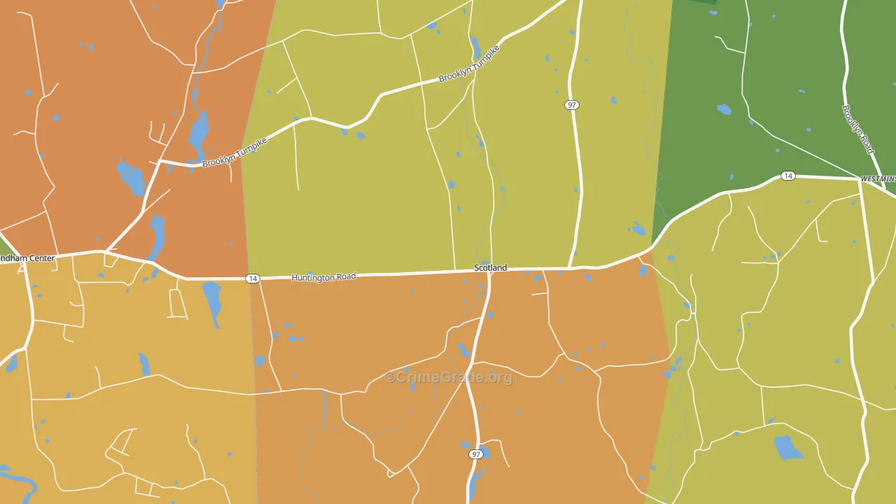 Scotland, CT Map of Robbery Rates