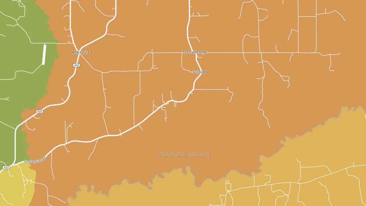 Scotland Fork, MS Map of Robbery Rates