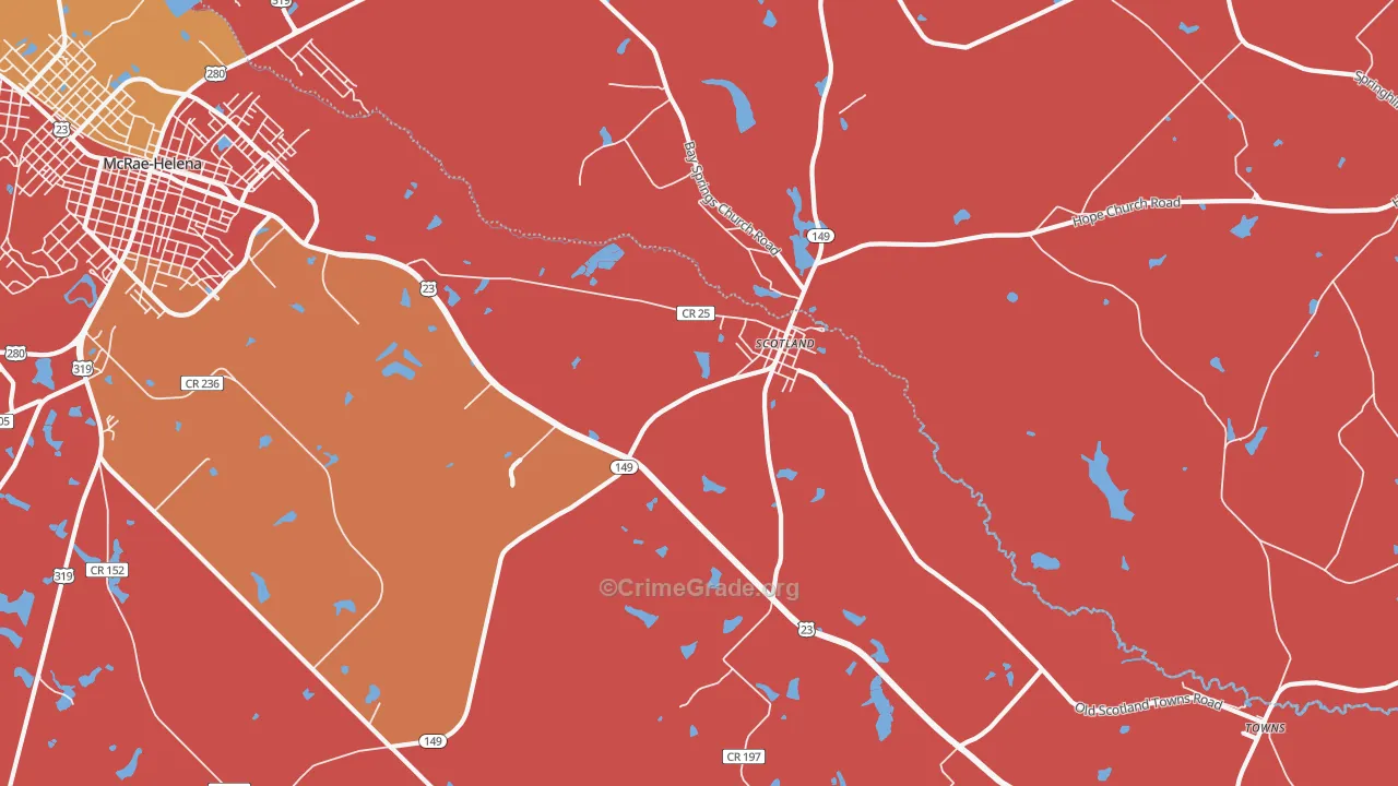 Scotland, GA Map of Robbery Rates