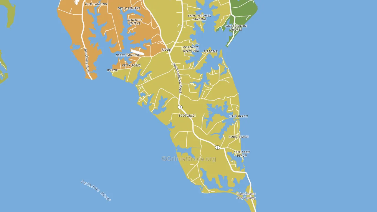 Scotland, MD Map of Robbery Rates