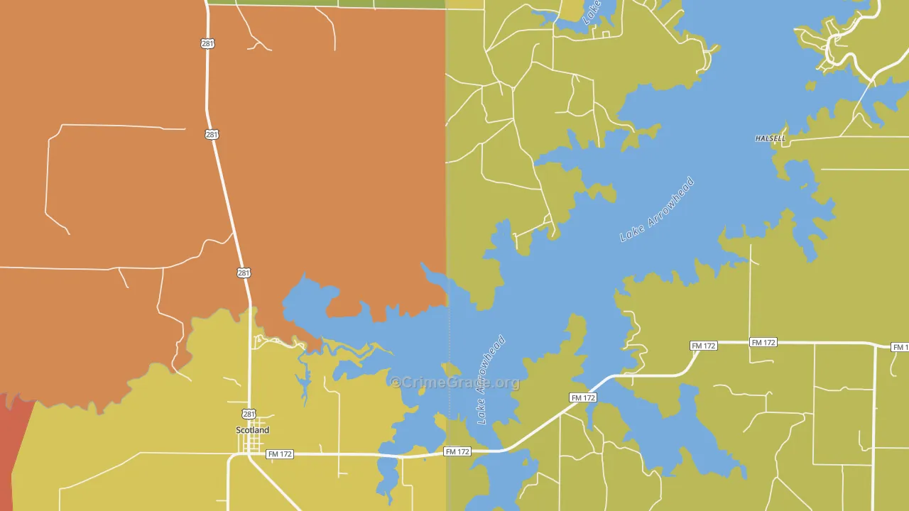 Scotland, TX Map of Robbery Rates