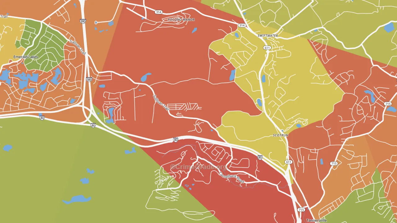 Scotrun, PA Map of Robbery Rates