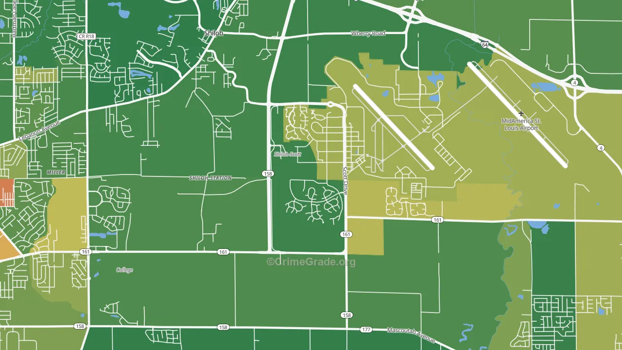 Scott AFB, IL Map of Robbery Rates