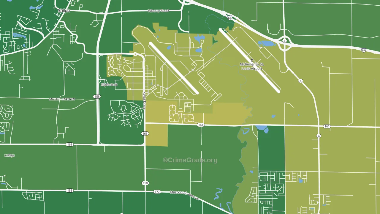 Scott Air Force Base, IL Map of Robbery Rates
