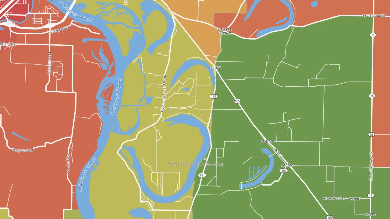 Scott, AR Map of Robbery Rates
