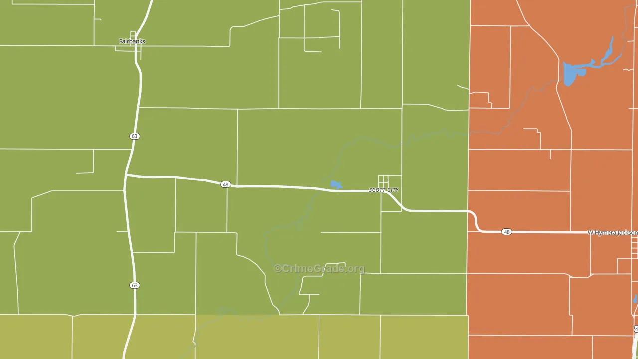 Scott City, IN Map of Robbery Rates